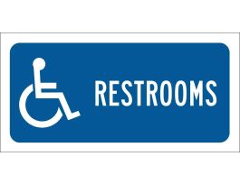 Restrooms Sign, 6" H x 12" W x 0.1" D, Fiberglass