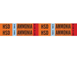 HSD VAP AMMONIA HIGH Pipe Marker, 1.125" H x 7" W, Card of 4 Each, Fits Pipes 0.75" Dia. Thru 2.375" Dia.