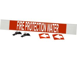 FIRE PROTECTION WATER Pipe Marker, 4" H x 24" W, Fits Pipes 8" Dia. or Larger