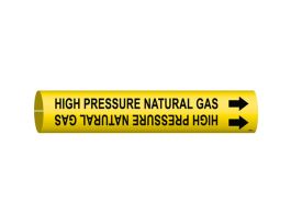 HIGH PRESSURE NATURAL GAS Pipe Marker, Fits Pipes 0.75" Dia. Thru 1.375" Dia.