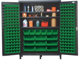 CABINET W/GRN BINS AND SHELVES STL 60IN