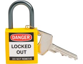 Compact Key Retaining Nylon Padlock 1 in Aluminum Shackle KD Yellow