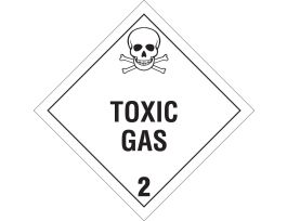 TOXIC GAS Sign, 10.75 " H x 10.75 " W x 0.004 " D, Black on White