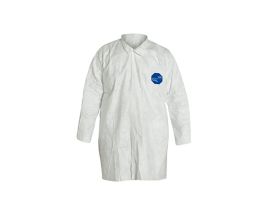 Tyvek® 400 Frock, Collar, Open Wrists, Ext. Below Hip, Front Snap Closure, Serged Seams, 30/CS, White