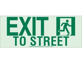 BradyGlo NYC Approved Exit to Street With Running Man Right Sign, 7" H x 18" W x 0.0096" D