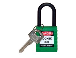Standard Key Retaining Lockout Nylon Padlock 1.5 in Nylon Shackle KD Green