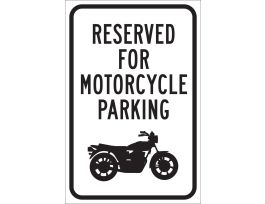 Reserved Motorcycle Parking Sign, 18" H x 12" W x 0.090" D, Aluminum