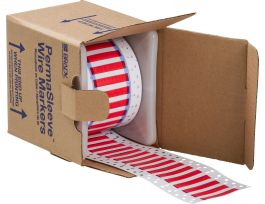 PermaSleeve Heat Shrink Wire and Cable Labels 3/16" Dia for 3" Core Printers - 2" Red Double-Sided