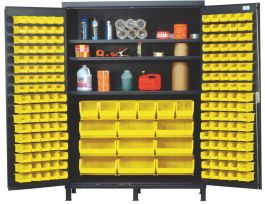 CABINET W/YLW BINS AND SHELVES STL 60IN