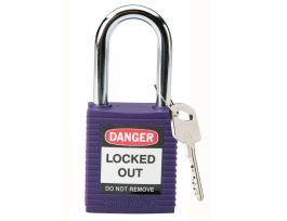 Standard Key Retaining Nylon Padlock 1.5 in Steel Shackle KD Purple