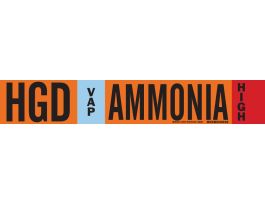 HGD VAP AMMONIA HIGH Pipe Marker, 4" H x 24" W, Fits Pipes 8" Dia. or Larger