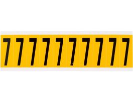 Outdoor Vinyl 1.938 in Black on Yellow Numbers 7 Card of 10 Labels