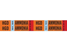 HGD VAP AMMONIA HIGH Pipe Marker, 1.125" H x 7" W, Card of 4 Each, Fits Pipes 0.75" Dia. Thru 2.375" Dia.