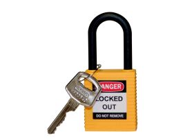 Standard Key Retaining Lockout Nylon Padlock 1.5 in Nylon Shackle KD Yellow