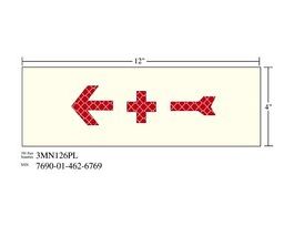 3M™ Photoluminescent Film 6900, Shipboard Sign 3MN126PL, 12 in x 4 in, + with Arrow, 10/Package