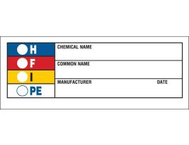 CHEMICAL NAME COMMON NAME MANUFACTURER DATE Label, 1.5" H x 3.875" W x 0.0038" D