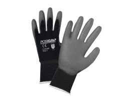 PosiGrip, Black Nylon Shell, Gray PU Coated Palm, Silicone/DMF Free , LG