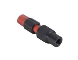 Threaded Luer Adapter, Red/Black PEEK, 0.040" Bore, Male Luer Lock x Female 1/4-28 Flat Bottom; 1/EA