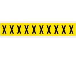 Repositionable Vinyl 1 in Black on Yellow, Letters X Card of 10 Labels