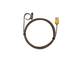 Type-K Hose Clamp Probe 0.50 -1.50 OD Mini-Connector, Grounded 10ft SS Braid Cable