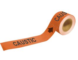 CAUSTIC Pipe Marker, 1" H x 8" W, Roll of 25 Each, Fits Pipes 1.5" Dia. Thru 2" Dia.
