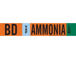 BD VAP AMMONIA LOW Pipe Marker, 4" H x 24" W, Fits Pipes 8" Dia. or Larger