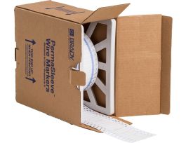 PermaSleeve Heat Shrink Wire and Cable Labels 1/8" Dia for 3" Core Printers - 0.67" White Double-Sided