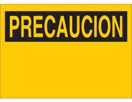 PRECAUCION Sign, 7" H x 10" W x 0.006" D, Black on Yellow, Polyester