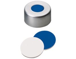 Silver Aluminum Crimp Cap, 11 mm Dia., Silicone/PTFE Septum w/Hole; 1000/pk