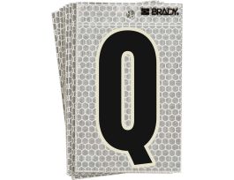 Glow in the Dark 5 in Black, Green Glow on Silver Letter Q 10/PK