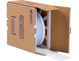 PermaSleeve Heat Shrink Wire and Cable Labels 3/16" Dia for 3" Core Printers - 0.5" White Single-Sided