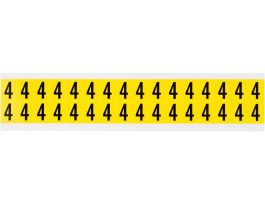 Repositionable Vinyl 0.625 in Black on Yellow, Numbers 4 Card of 32 Labels