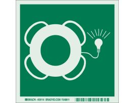 BradyGlo With Lifebuoy And Light Bulb Sign, 6" H x 6" W x 0.008" D, Polyester