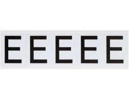 Vinyl 1.938 in Numbers and Letters Black on White E Card of 5 Labels