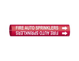 FIRE AUTO SPRINKLERS Pipe Marker, Fits Pipes 1.5" Dia. Thru 2.375" Dia.