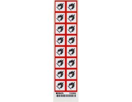 GHS Flammable Picto Labels: Paper, Black/Red on White, 1" H x 1" W