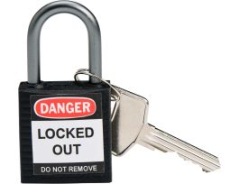 Compact Key Retaining Nylon Padlock 1 in Aluminum Shackle KD Black