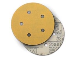 3M™ Hookit™ Paper Disc 236U, P120 C-weight, 5 in x NH, D/F 5HL, Die 500FH, 50/Carton, 250 ea/Case
