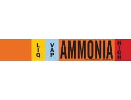 LIQVAP AMMONIA HIGH Pipe Marker, 4" H x 24" W, Fits Pipes 8" Dia. or Larger