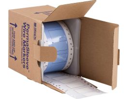 PermaSleeve Heat Shrink Wire and Cable Labels 1/2" Dia for 3" Core Printers - 1.5" White Single-Sided