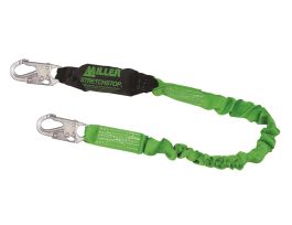 Miller Stretchable SofStop Lanyard, 6-ft. single leg, 2 locking snap hooks, Green