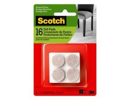 Scotch™ Round Felt Pads, SP805-NA, 3/4 in, Beige, 16/pk