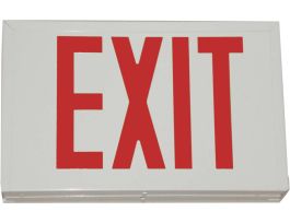 Exit Sign, 7.5" H x 12.25" W x 2.5" D, Red on White