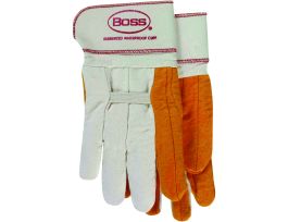 Boss® Cotton Chore Glove with Double Layer Palm/Back and Nap-in Finish - Rubberized Safety Cuff, LG