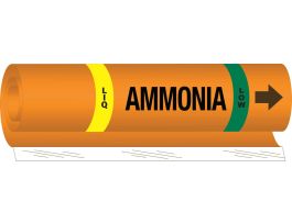LIQ AMMONIA LOW Pipe Marker, 9" H x 8" W, Fits Pipes 1.5" Dia. Thru 2.375" Dia.
