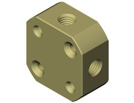 Multiport Connector, 3-Way, 1/4"-28 UNF(F) flat bottom, PEEK, mountable; 1/ea