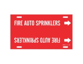 FIRE AUTO SPRINKLERS Pipe Marker, 10" H x 32" W, Fits Pipes 10" Dia. Thru 15" Dia.