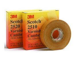 Scotch® Varnished Cambric Tape 2510, 3/4 in x 60 ft, Yellow, 1 roll/carton, 20 rolls/Case