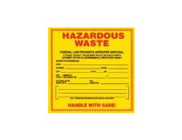 Safety Labels, Hazardous Waste, 6" x 6", Adhesive Vinyl; 25/Pk