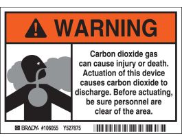 WARNING Carbon Dioxide Gas Can Cause Injury Or Death... Sign, 3.5" H x 5" W x 0.006" D, Polyester